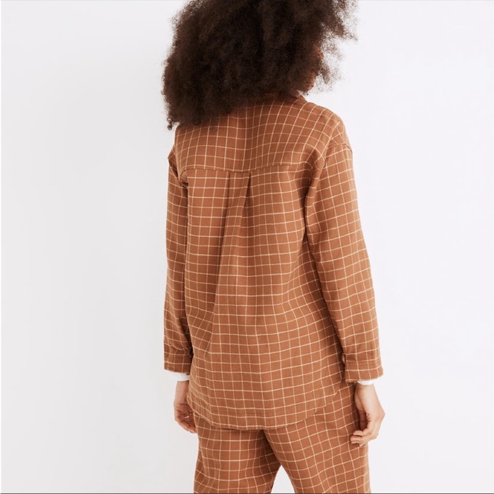 MADEWELL Waffleback Shirt Jacket Windowpane Rust Orange Flannel - Picture 3 of 6